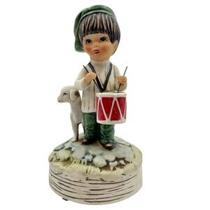 Vtg Gorham Music Box Boy Drummer Lamb Figurine Plays Tune Japan 1973 Collectible